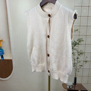 White Sleeveless Cardigan